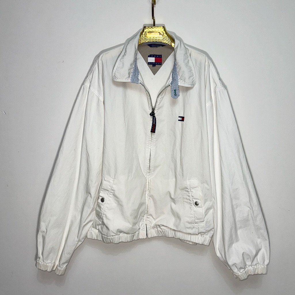 Vintage 90s Tommy Hilfiger Harrington Track Jacket Tl Flag Logo Embroidered